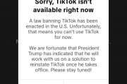 TikTok停止在美服務(wù)，稱特朗普表示上任后將共同尋求恢復(fù)其使用