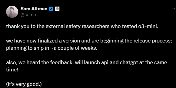 DeepSeek動(dòng)搖信心？OpenAI或在周五緊急上線最強(qiáng)模型O3 Mini